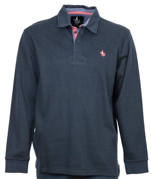 Image de Sweat col polo unité -  4 XL MARINE/ CORAIL