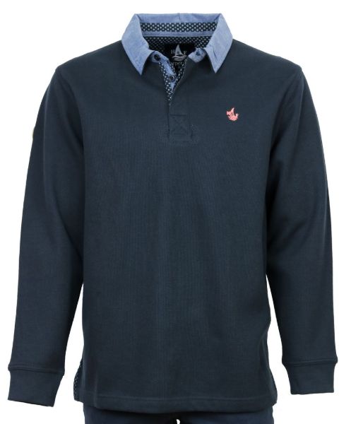 Image de Sweat col polo jeans unité -  4 XL MARINE/ CORAIL