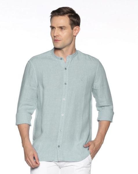 Image de Chemise lin col Mao unité -  L CELADON