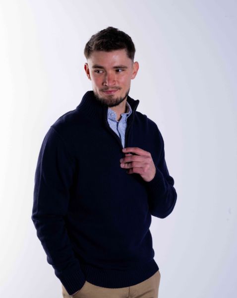 Image de Pull coton demi zip unité -  S MARINE