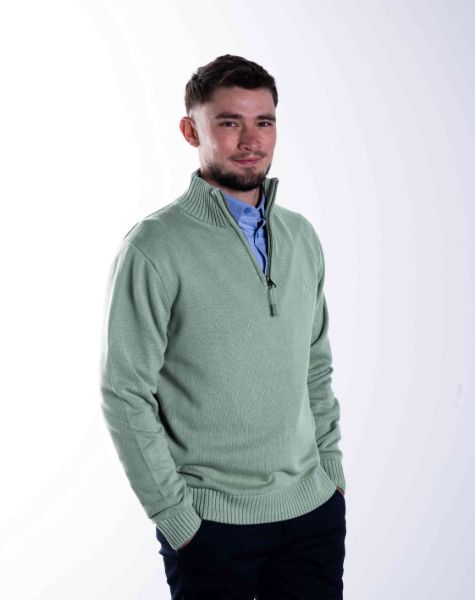 Image de Pull coton demi zip unité -  S CELADON