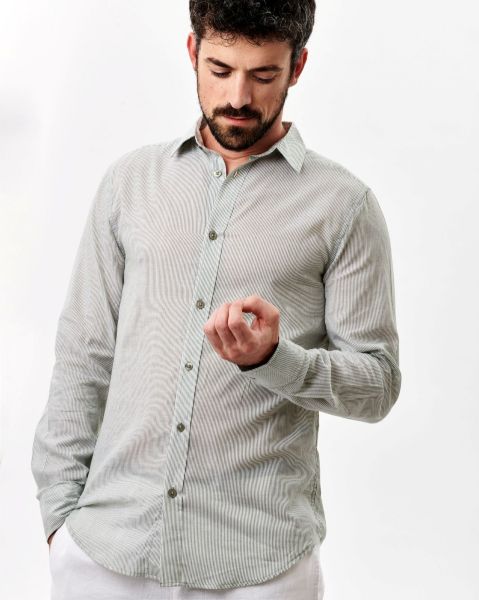 Image de Chemise voile de coton rayée ML  unité -  2 XL KAKI