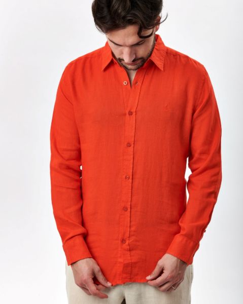 Image de Chemise lin ML unie unité -  S TANGERINE
