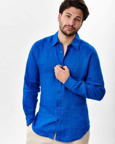 Image de Chemise lin ML unie unité -  S COBALT