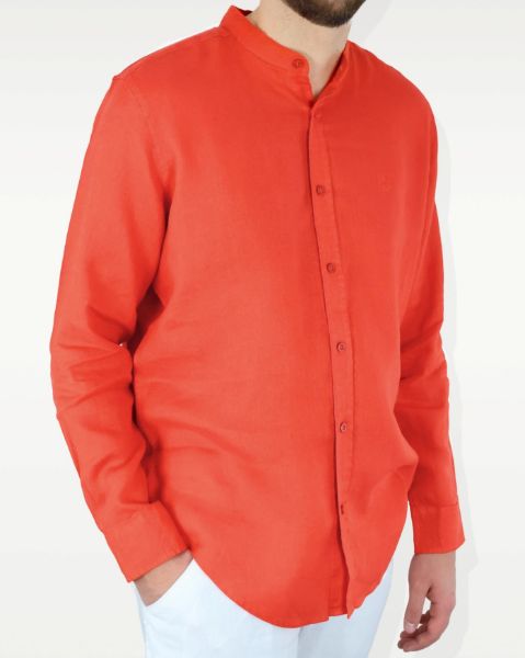 Image de Chemise lin col Mao unité -  4 XL TANGERINE