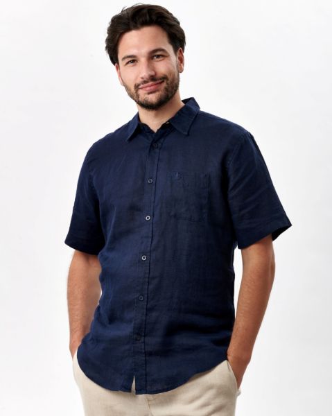 Image de Chemise en lin MCourtes unité -  XL BLEU NUIT
