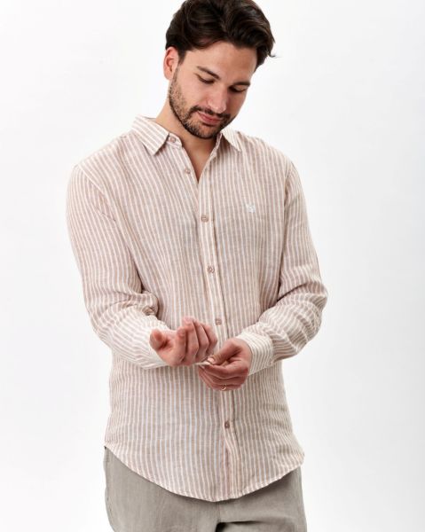 Image de Chemise en lin ML rayée pack de 16 p  ( 22€/pièce ) -  Pack BEIGE