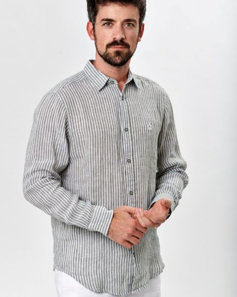 Image de Chemise en lin Rayée unité -  S KAKI