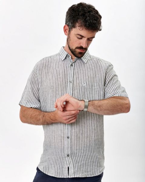 Image de Chemise en lin rayée MC pack de 16 pièces 21.00 €/p -  Pack KAKI