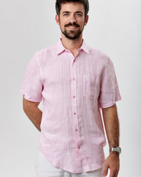 Image de Chemise en lin rayée MC pack de 16 pièces 21.00 €/p -  Pack ROSE