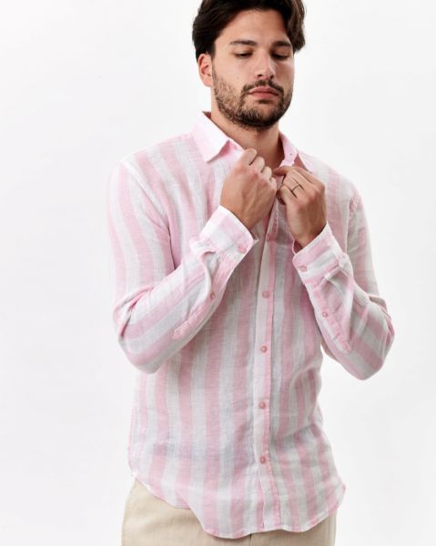 Image de Chemise lin larges rayures pack de 16 pièces ( 22.00 €/p ) -  Pack ROSE
