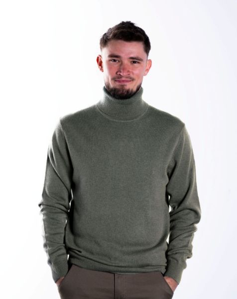Image de Pull col roulé cahemire unité -  S KAKI