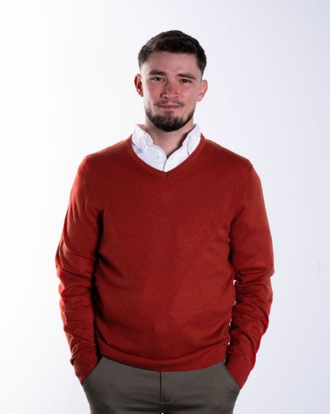 Image de Pull col V cahemire unité -  2 XL ROUILLE