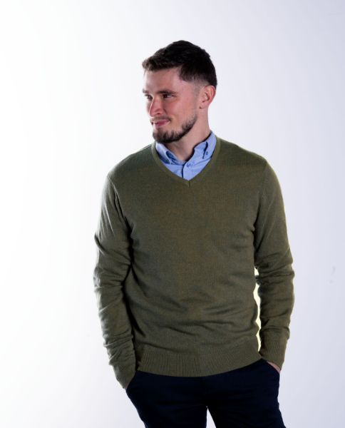 Image de Pull col V cahemire unité -  S KAKI