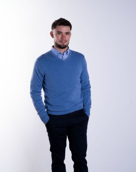 Image de Pull col V cahemire unité -  3 XL CIEL