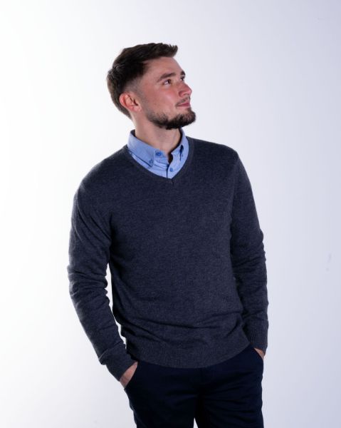 Image de Pull col V cahemire unité -  S ANTHRACITE
