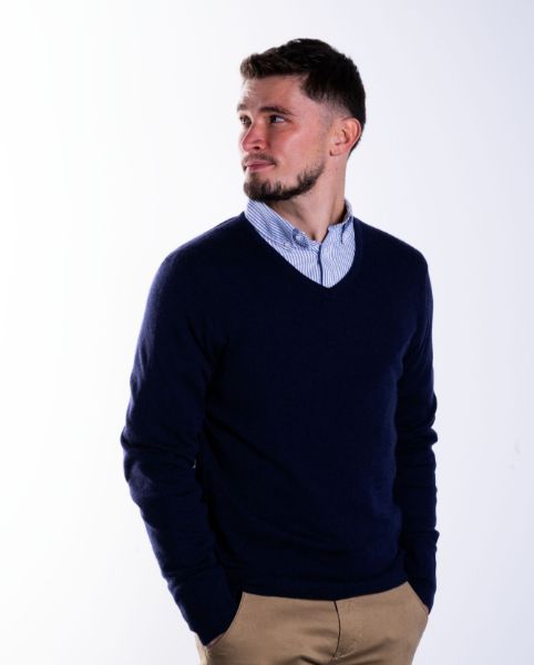 Image de Pull col V cahemire unité -  3 XL MARINE
