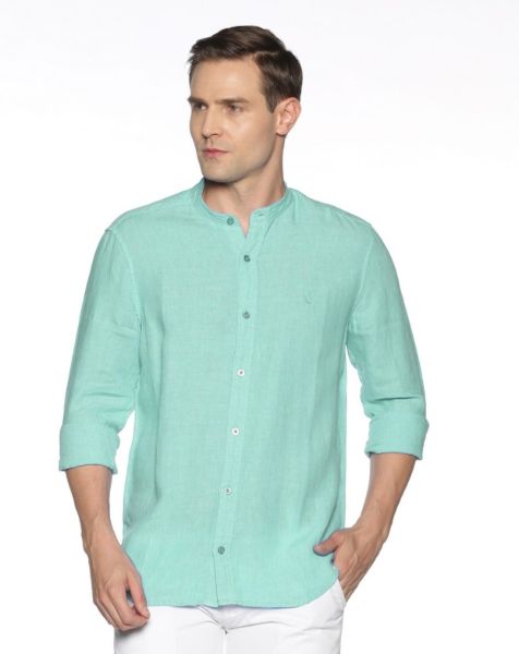 Image de Chemise lin col Mao unité -  4 XL TURQUOISE