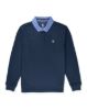 Image de Sweat col polo jeans unité -  2 XL MARINE/ BLANC