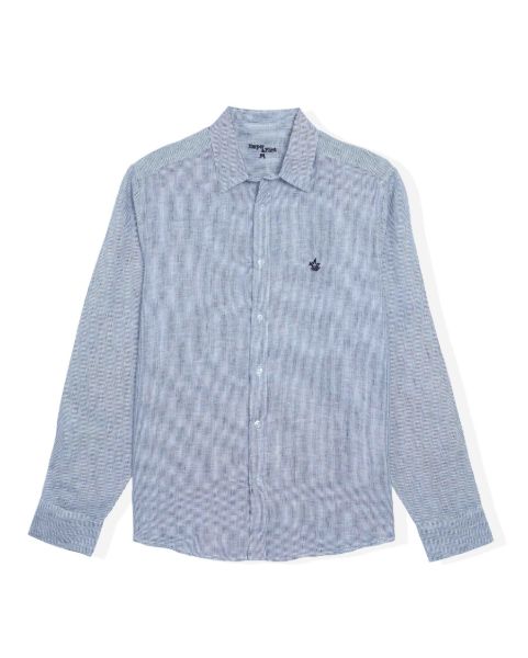 Image de Chemise lin fine rayures transat unité -  4 XL MARINE