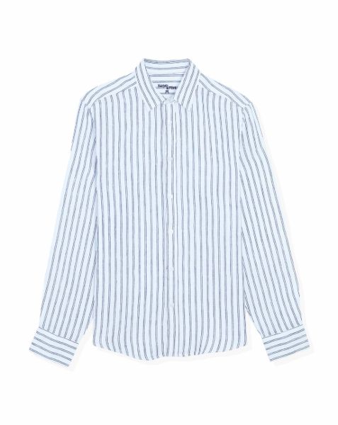 Image de Chemise lin fines rayures Cambridge unité -  4 XL MARINE