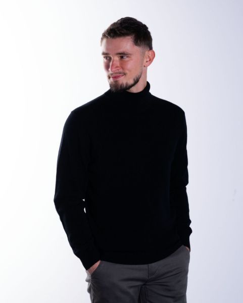 Image de Pull col roulé cahemire unité -  3 XL NOIR