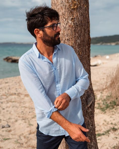 Image de Chemise voile de coton rayée ML  unité -  M CIEL