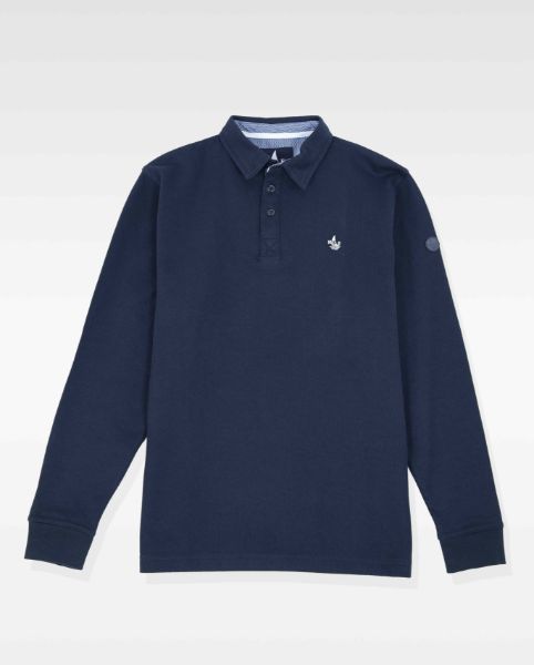 Image de Sweat col polo unité -  XL MARINE/ BLANC
