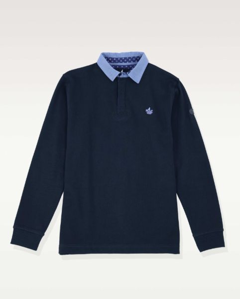 Image de Sweat col polo jeans unité -  4 XL MARINE / CIEL