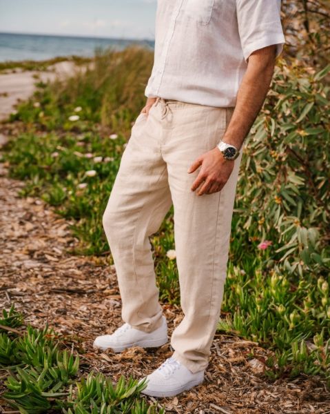 Image de pantalon lin jog unité -  L MASTIC